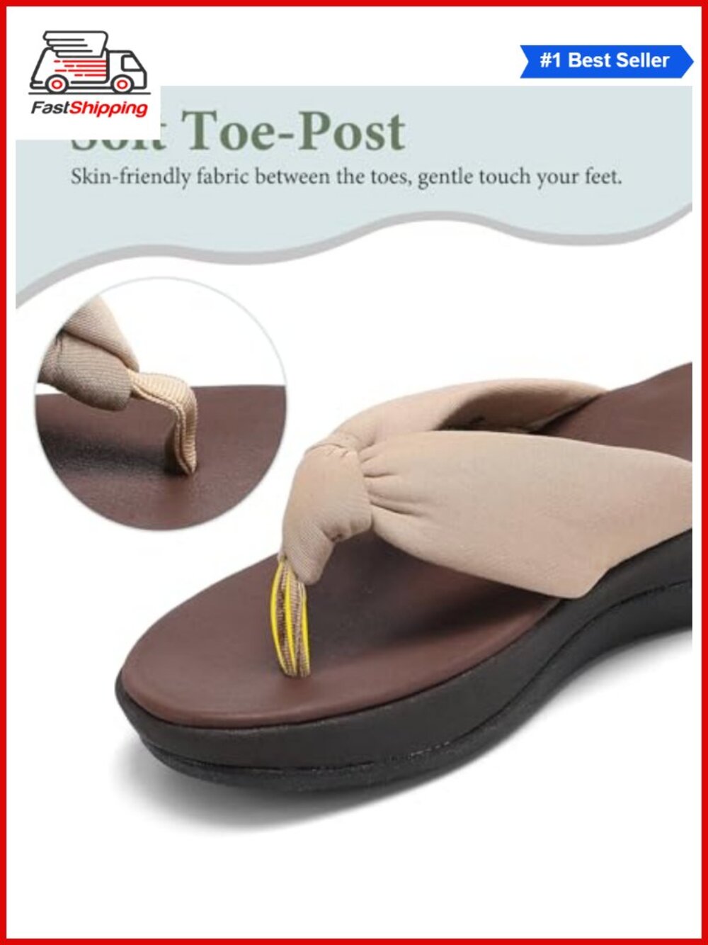 Women's Wedge Flip Flops Thick Cushion Comfort Walking Thong Sandals EVA - Picture 3 of 6